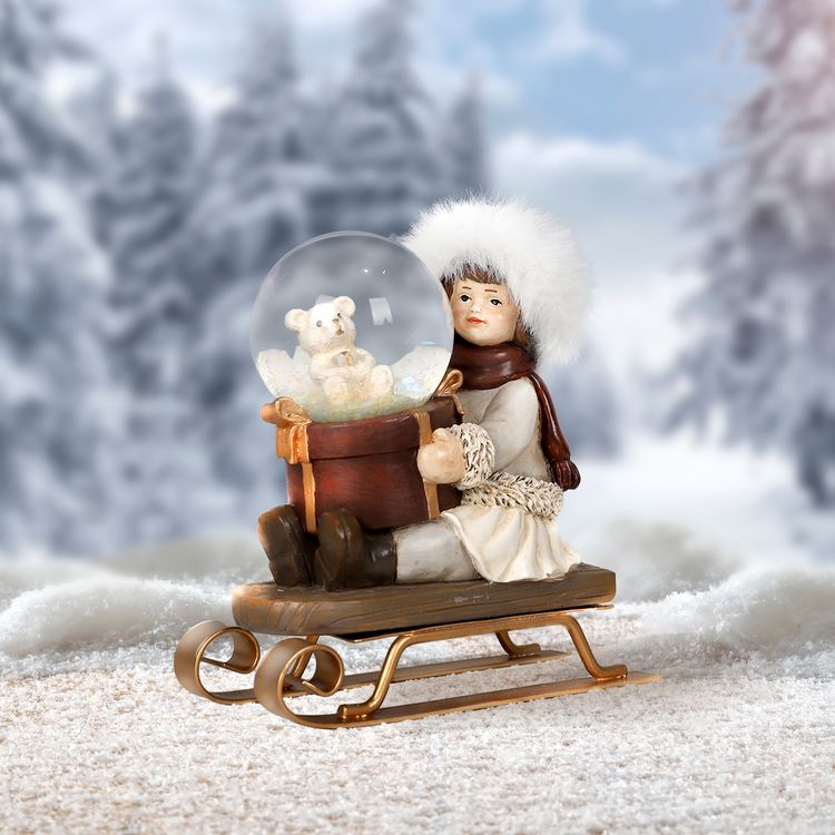 Produktbild: HTI-Living Schlittenm&auml;dchen mit Schneekugel Schlittenm&auml;dchen mit Schneekugel