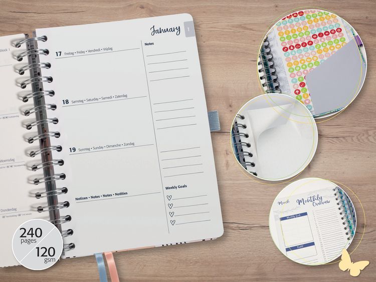 Produktbild: SIGEL J5605 Spiral-Kalender Jolie 2025 , ca. A5, grau
