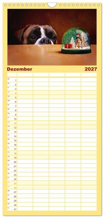 Produktbild: Familienplaner 2027 - Deutscher Boxer mit 5 Spalten (Wandkalender, 21 x 45 cm) CALVENDO