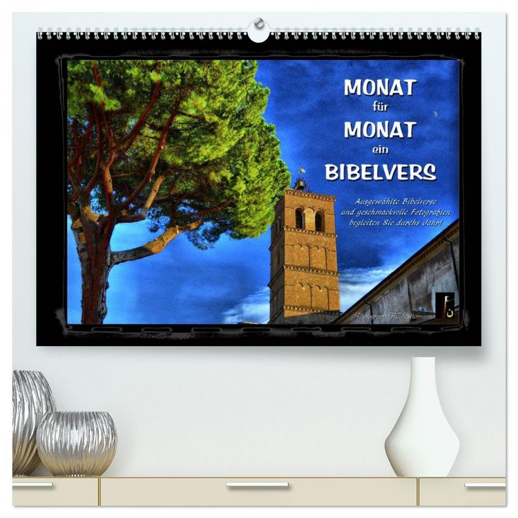 Produktbild: Monat f&uuml;r Monat ein Bibelvers (hochwertiger Premium Wandkalender 2026 DIN A2 quer), Kunstdruck in Hochglanz