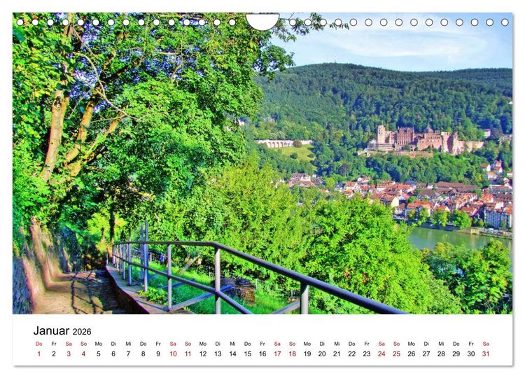 Produktbild: Heidelberg - Heiligenberg und Philosophenweg (Wandkalender 2026 DIN A4 quer), CALVENDO Monatskalender