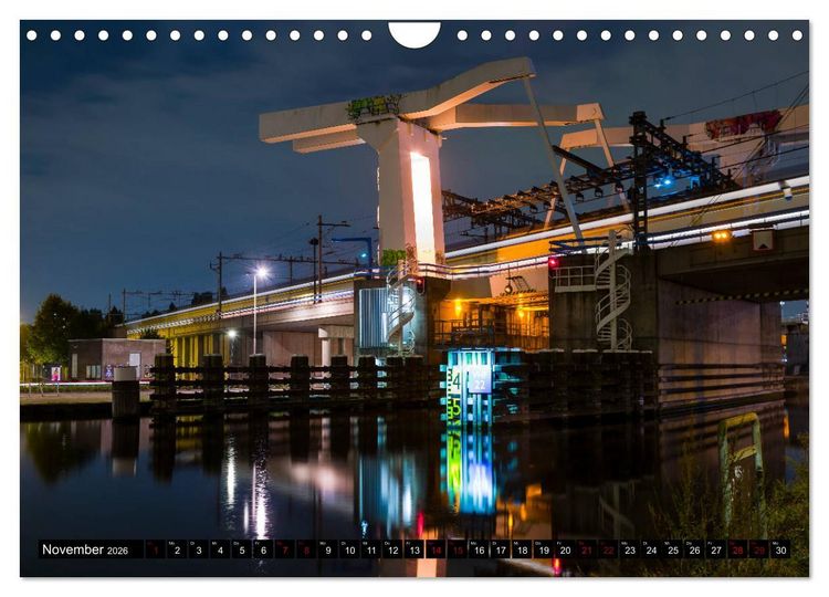 Produktbild: Rotterdam bei Nacht (Wandkalender 2026 DIN A4 quer), CALVENDO Monatskalender