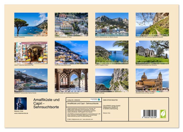 Produktbild: Amalfik&uuml;ste und Capri - Sehnsuchtsorte (Wandkalender 2026 DIN A3 quer), CALVENDO Monatskalender