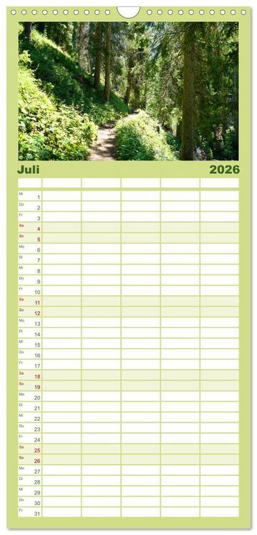 Produktbild: Familienplaner 2026 - Wandern im Rosengarten und Latemar mit 5 Spalten (Wandkalender, 21 x 45 cm) CALVENDO