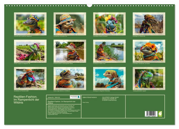 Produktbild: Reptilien-Fashion. Im Rampenlicht der Wildnis (Wandkalender 2026 DIN A2 quer), CALVENDO Monatskalender