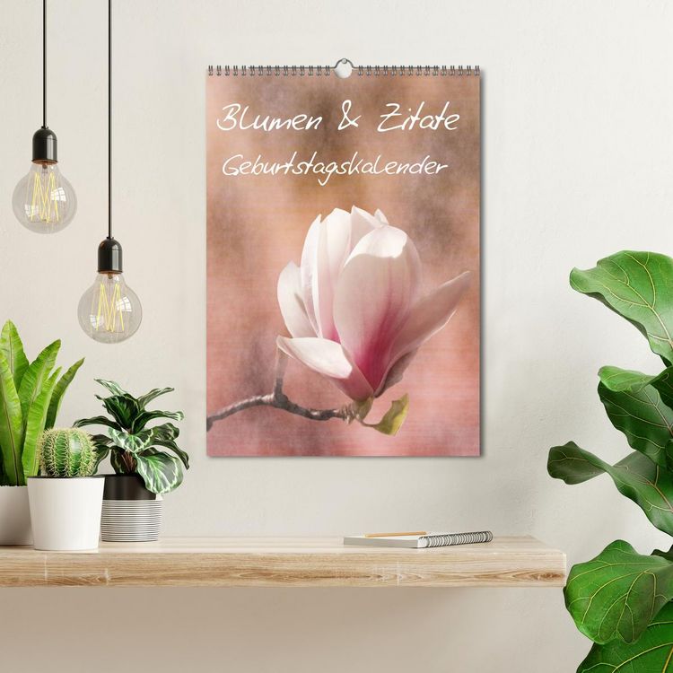 Produktbild: Blumen & Zitate / Geburtstagskalender (Wandkalender 2026 DIN A3 hoch), CALVENDO Monatskalender