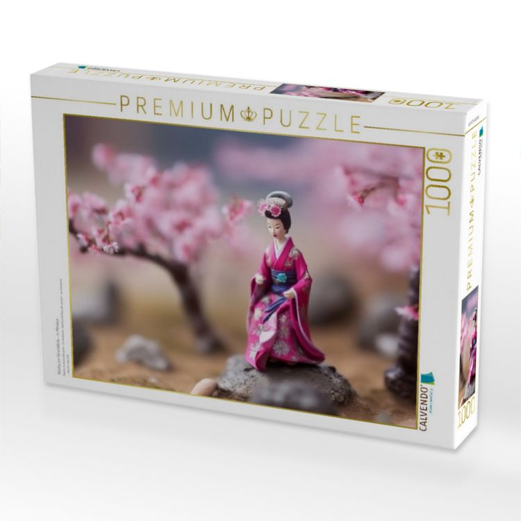 Produktbild: CALVENDO Puzzle Geisha zur Kirschbl&uuml;te - in Miniatur | 1000 Teile Lege-Gr&ouml;&szlig;e 64x48cm Foto-Puzzle f&uuml;r gl&uuml;ckliche Stunden