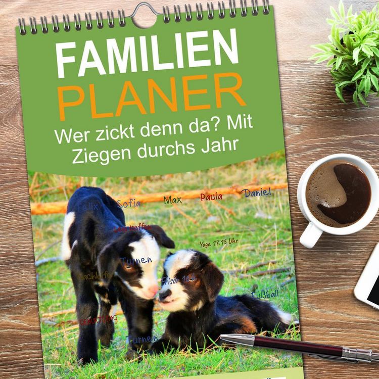 Produktbild: Familienplaner 2026 - Wer zickt denn da? Mit Ziegen durchs Jahr mit 5 Spalten (Wandkalender, 21 x 45 cm) CALVENDO