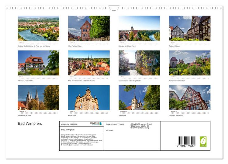 Produktbild: Bad Wimpfen. (Wandkalender 2026 DIN A3 quer), CALVENDO Monatskalender