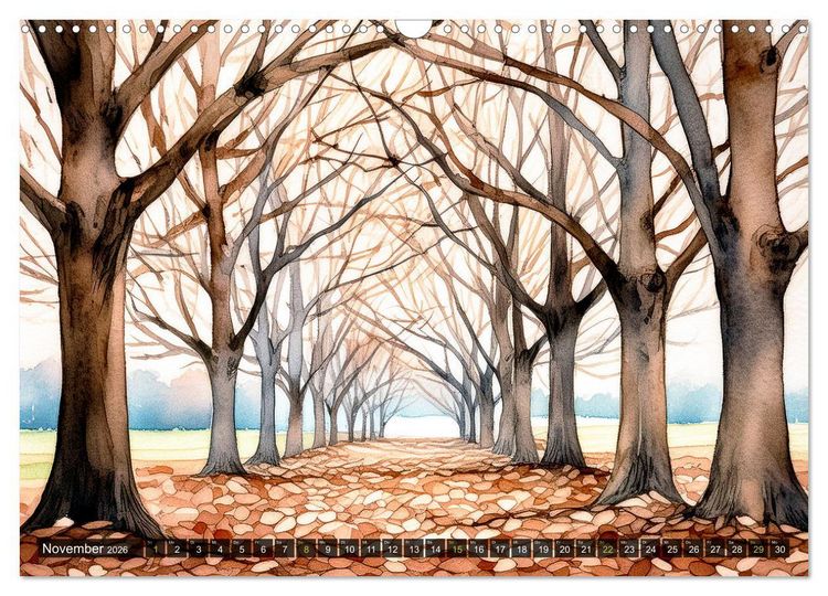Produktbild: Die Natur in Aquarellbildern (Wandkalender 2026 DIN A3 quer), CALVENDO Monatskalender