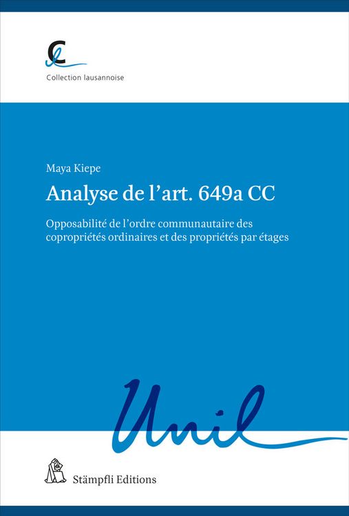 Produktbild: Analyse de l&rsquo;art. 649a CC