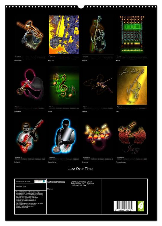 Produktbild: Jazz Over Time (High Quality Premium Wall Calendar 2026 DIN A2 portrait),CALVENDO 12 Month Wall Calendar