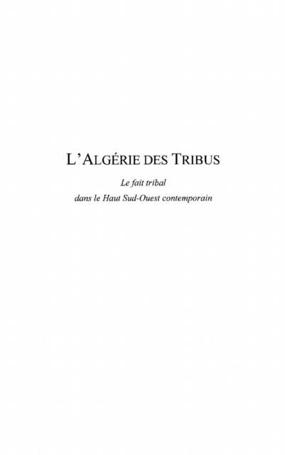 Produktbild: L'algerie des tribus - le fait tribal dans le haut sud-ouest