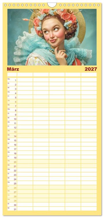Produktbild: Familienplaner 2027 - Dandy und Retro Vintage - Portraits mit Humor mit 5 Spalten (Wandkalender, 21 x 45 cm) CALVENDO