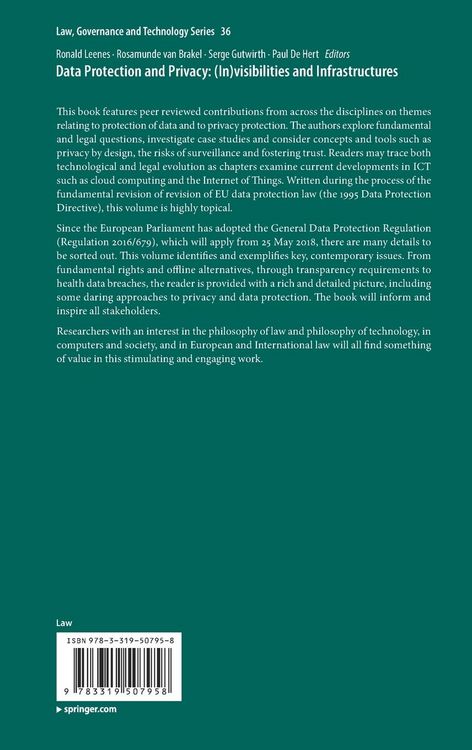 Produktbild: Data Protection and Privacy: (In)visibilities and Infrastructures