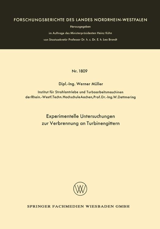 Produktbild: Experimentelle Untersuchungen zur Verbrennung an Turbinengittern