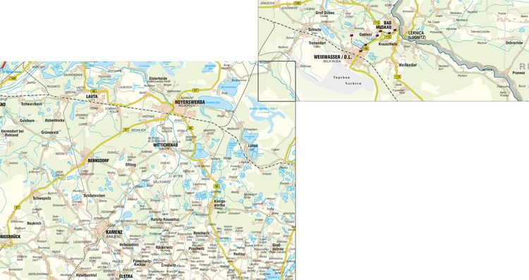 Produktbild: Oberlausitzer Heide- und Teichlandschaft - Blatt 1 KRABAT-Region, Kamenz, Hoyerswerda / Nei&szlig;eland - Wei&szlig;wasser, Bad Muskau 1:50 000