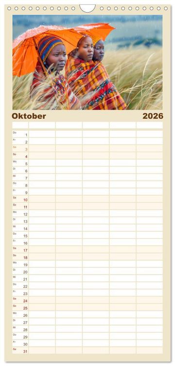 Produktbild: Familienplaner 2026 - Afrikas urt&uuml;mliche Sch&ouml;nheit mit 5 Spalten (Wandkalender, 21 x 45 cm) CALVENDO