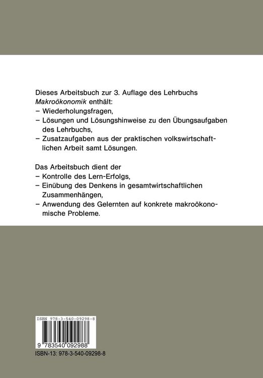 Produktbild: Arbeitsbuch zur 3. Auflage des Lehrbuchs Makro&ouml;konomik &mdash; Eine Einf&uuml;hrung