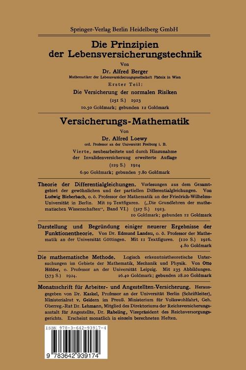 Produktbild: Die Prinzipien der Lebensversicherungstechnik