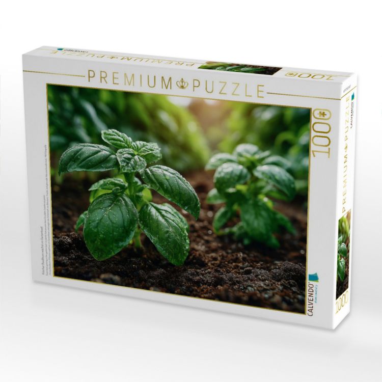 Produktbild: CALVENDO Puzzle Frischer Basilikum w&auml;chst im Gartenbeet | 1000 Teile Lege-Gr&ouml;&szlig;e 64x48cm Foto-Puzzle f&uuml;r gl&uuml;ckliche Stunden