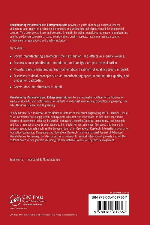 Produktbild: Manufacturing Parameters and Entrepreneurship
