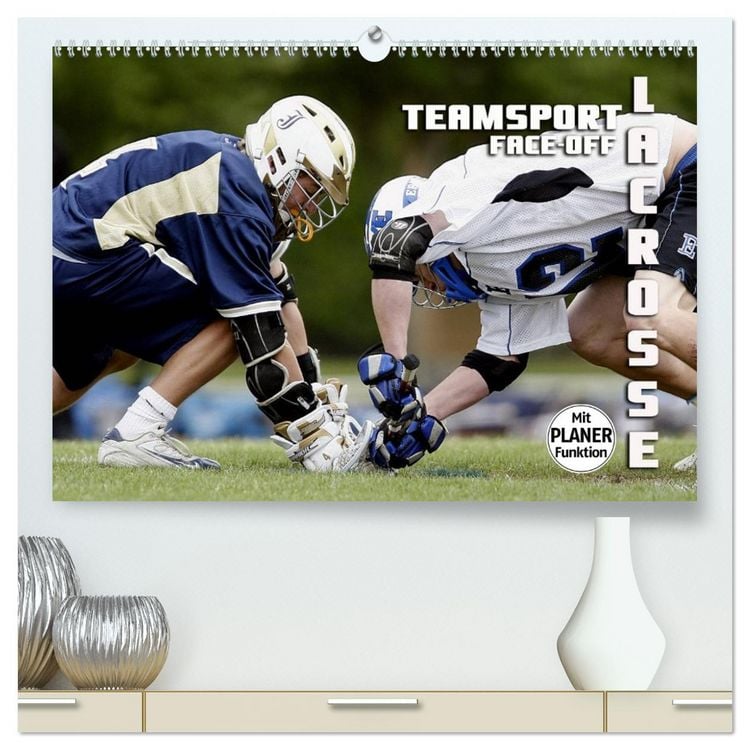 Produktbild: Teamsport Lacrosse - Face-off (hochwertiger Premium Wandkalender 2026 DIN A2 quer), Kunstdruck in Hochglanz