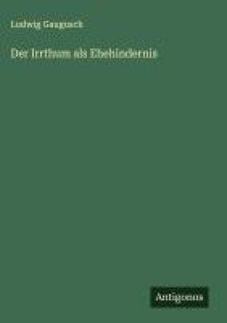 Produktbild: Der Irrthum als Ehehindernis