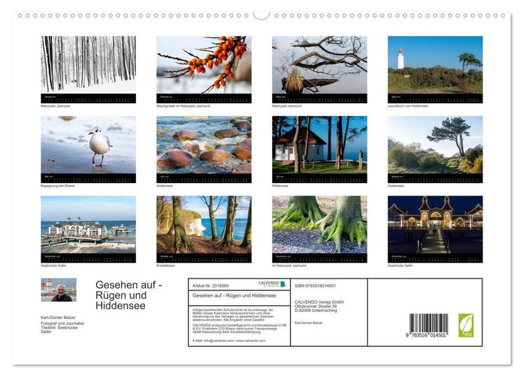 Produktbild: Gesehen auf - R&uuml;gen und Hiddensee (hochwertiger Premium Wandkalender 2026 DIN A2 quer), Kunstdruck in Hochglanz