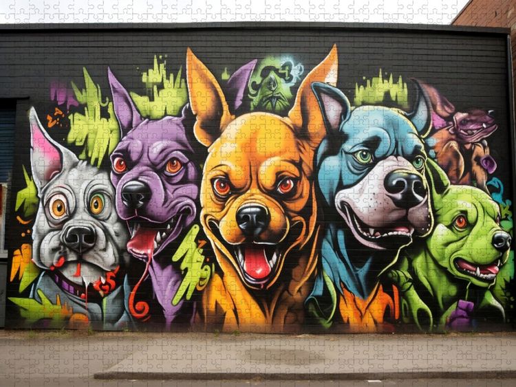 Produktbild: CALVENDO Puzzle Ein Motiv aus dem Kalender "Graffiti Hunde" | 1000 Teile Lege-Gr&ouml;&szlig;e 64x48cm Foto-Puzzle f&uuml;r gl&uuml;ckliche Stunden