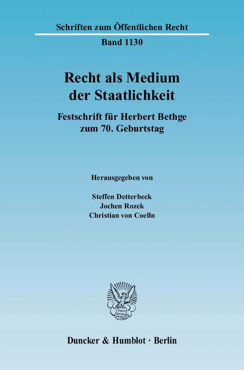 Produktbild: Recht als Medium der Staatlichkeit.