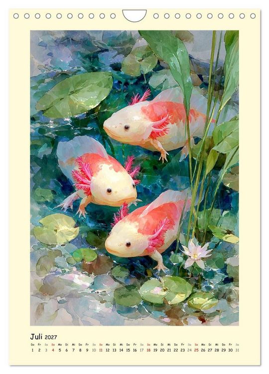Produktbild: Axolotl im Licht. Lurche zwischen Bl&uuml;ten, Pflanzen und Fantasie (Wandkalender 2027 DIN A4 hoch), CALVENDO Monatskalender