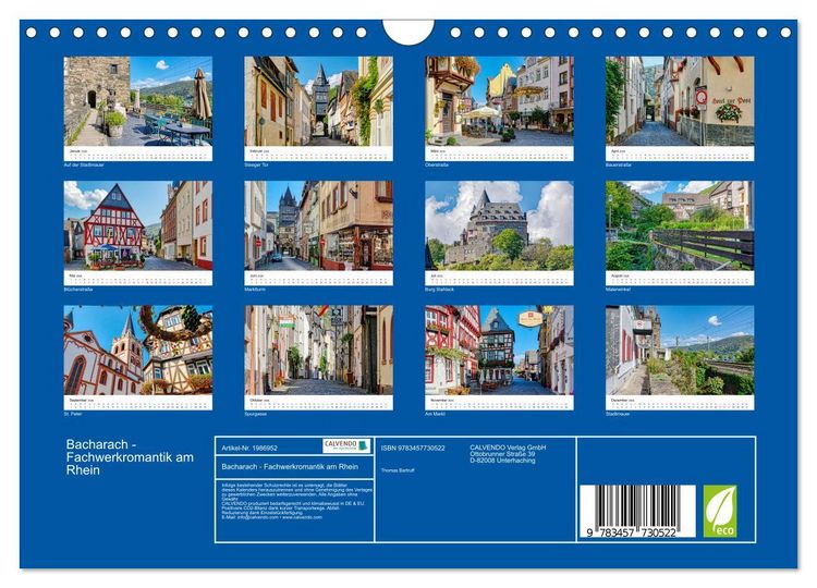 Produktbild: Bacharach - Fachwerkromantik am Rhein (Wandkalender 2026 DIN A4 quer), CALVENDO Monatskalender