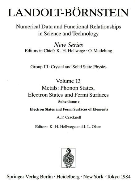 Produktbild: Electron States and Fermi Surfaces of Elements / Elektronenzust&auml;nde und Fermifl&auml;chen von Elementen