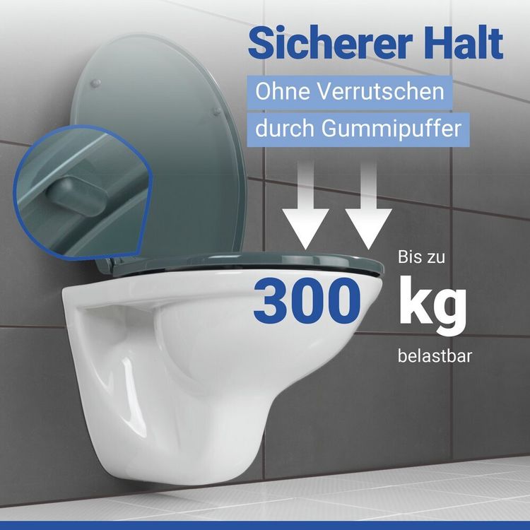 Produktbild: WC Sitz Mod. Ostuni Grau, stabiler Toilettensitz mit Absenkautomatik