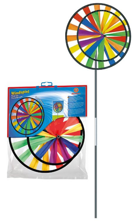 Produktbild: Paul G&uuml;nther 1304 - Twin Wheel, Windspiel, bunt, wetterfest, f&uuml;r Balkon und Garten, 28x70cm