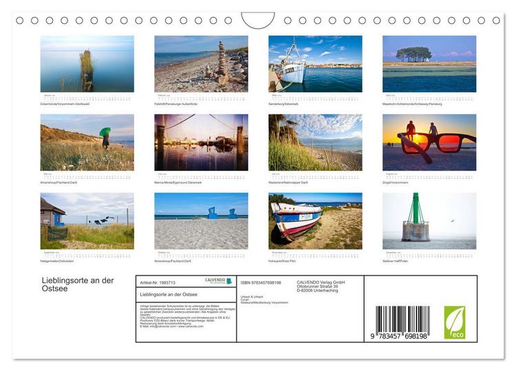 Produktbild: Lieblingsorte an der Ostsee (Wandkalender 2026 DIN A4 quer), CALVENDO Monatskalender