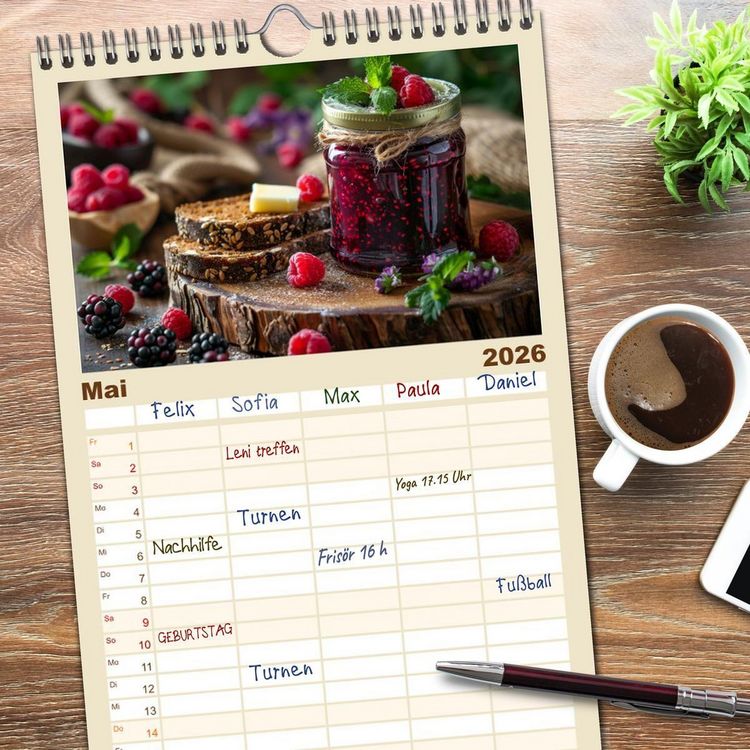 Produktbild: Familienplaner 2026 - Ein Jahr im Paradies der Konfit&uuml;ren mit 5 Spalten (Wandkalender, 21 x 45 cm) CALVENDO
