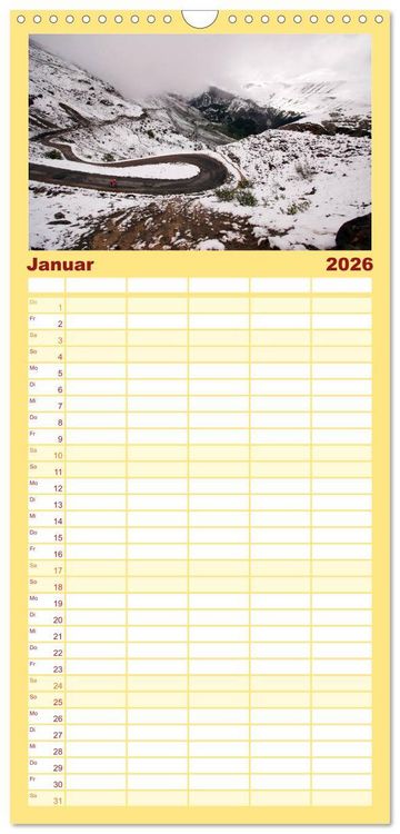 Produktbild: Familienplaner 2026 - Alpenp&auml;sse auf dem Rennrad Vol. 1 mit 5 Spalten (Wandkalender, 21 x 45 cm) CALVENDO