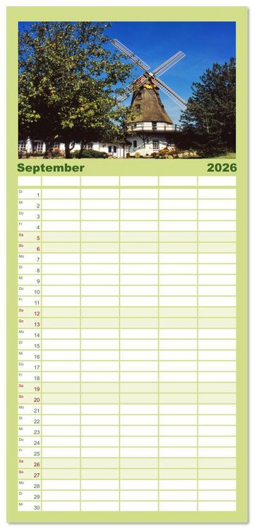 Produktbild: Familienplaner 2026 - Schleswig-Holstein Du bist so sch&ouml;n mit 5 Spalten (Wandkalender, 21 x 45 cm) CALVENDO