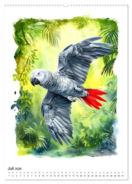 Produktbild: Afrikas Tiere - Illustriert in Wasserfarben (Wandkalender 2026 DIN A2 hoch), CALVENDO Monatskalender