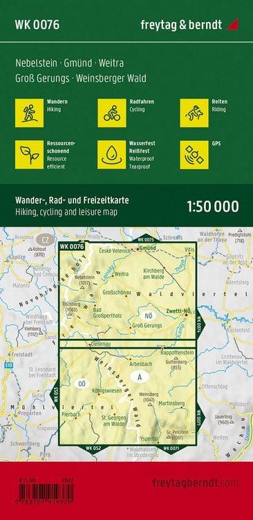 Produktbild: freytag & berndt Wanderkarte WK 0076 Nebelstein, Gm&uuml;nd - Weitra - Gro&szlig; Gerungs - Weinsberger Wald 1:50.000