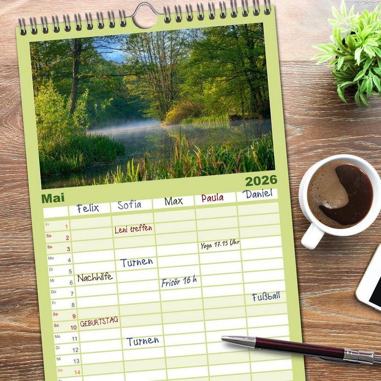 Produktbild: Familienplaner 2026 - Spreewald - Ein Naturparadies mit 5 Spalten (Wandkalender, 21 x 45 cm) CALVENDO