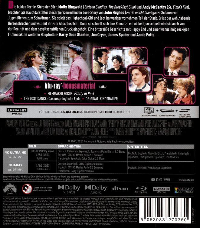 Produktbild: Pretty In Pink (4K Ultra HD) (+ Blu-ray)