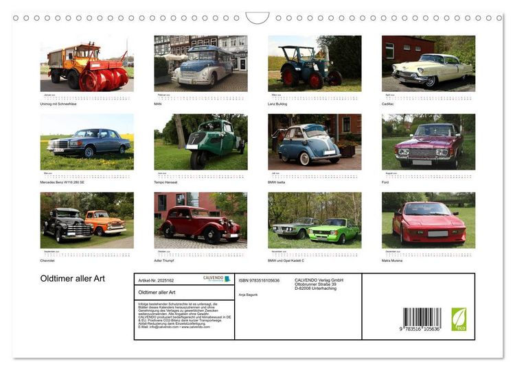 Produktbild: Oldtimer aller Art (Wandkalender 2026 DIN A3 quer), CALVENDO Monatskalender