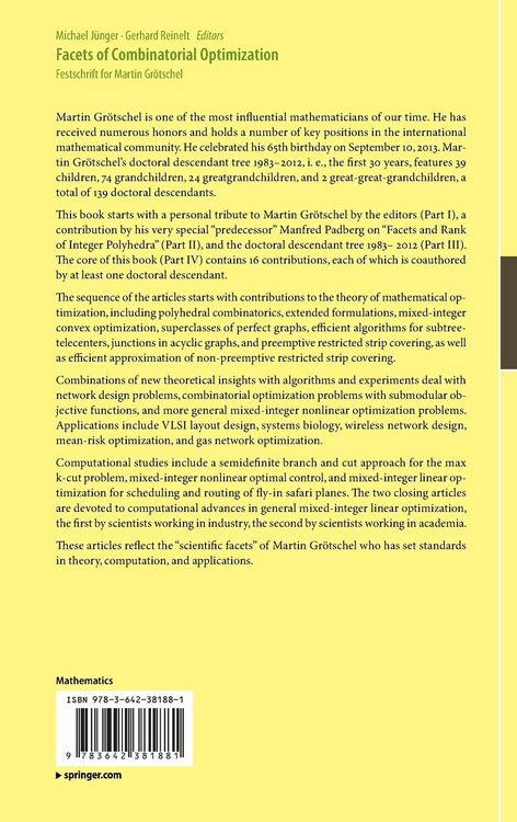 Produktbild: Facets of Combinatorial Optimization