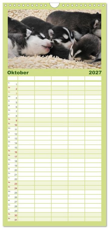 Produktbild: Familienplaner 2027 - Huskys - Traumhunde mit 5 Spalten (Wandkalender, 21 x 45 cm) CALVENDO