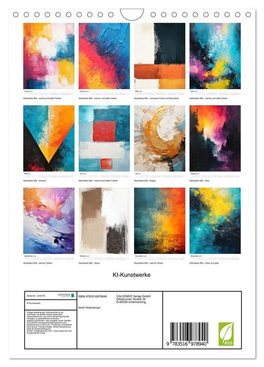 Produktbild: KI-Kunstwerke (Wandkalender 2027 DIN A4 hoch), CALVENDO Monatskalender
