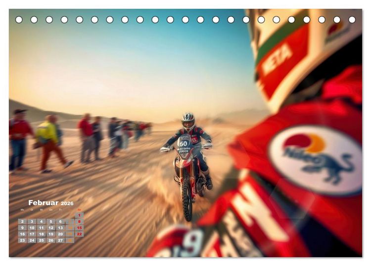 Produktbild: W&uuml;stenrallye Dakar Motorrad (Tischkalender 2026 DIN A5 quer), CALVENDO Monatskalender