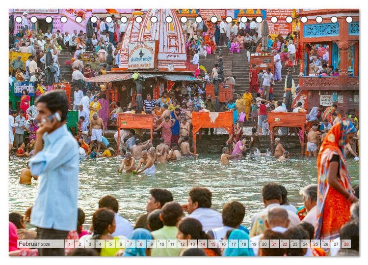 Produktbild: INDIEN Allahabad Haridwar Varanasi Vrindavan (Tischkalender 2026 DIN A5 quer), CALVENDO Monatskalender
